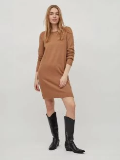 Vila Gebreide Jurken Gebreide Jurk Dames Bruin -Vila 43d8b13d84ffca07b2f5118f5d6df29b