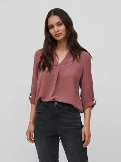 Vila Blouses Met Korte Mouw Blouse Dames Bruin -Vila 441eee308905e0c1b900ad918faeda07