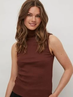 Vila Mouwloze Shirts Top Dames Bruin / Zwart -Vila 449009e6d96cf805cb628d6d0924f69e