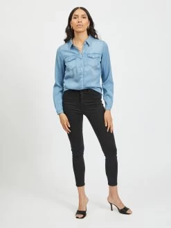 Vila Spijkerblouses Blouse Bista Dames Lichtblauw -Vila 45270cf5fce6331cb2311e0b14108946