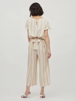 Vila Blouses Met Korte Mouw Blouse Billy Dames Beige / Wit -Vila 4572594cc1bd7e9081d8a3830f0956ee