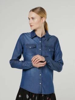 Vila Spijkerblouses Blouse Bista Dames Blauw -Vila 45aeed54a7eaf2caf243309b9474e7cb
