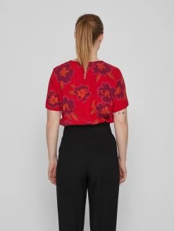 Vila Blouses Met Korte Mouw Blouse Naja Dames Vuurrood -Vila 482cce96e7c86f2a12e947c2dd9e0e96
