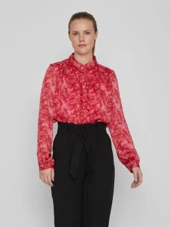Vila Overhemden Blouse Dames Rood -Vila 486371b84b68325d764ca251bfee7b93