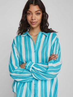 Vila Overhemden Blouse Dames Blauw / Wit -Vila 48992d4dcf8daee2f4dafd895982973a