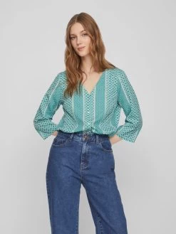 Vila Blouses Met Korte Mouw Blouse Aimi Dames Groen / Jade Groen -Vila 4b3900caa5856ffe7efd91c3fdd363b7