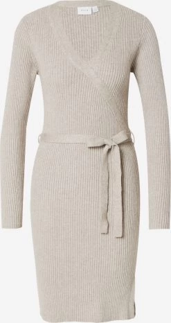 Vila Gebreide Jurken Gebreide Jurk Ril Dames Taupe