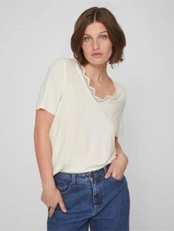 Vila Kanten Blouses Blouse SASSI Dames Ecru -Vila 4fe98b47f0e67b97ab26f6cdce64a8d9