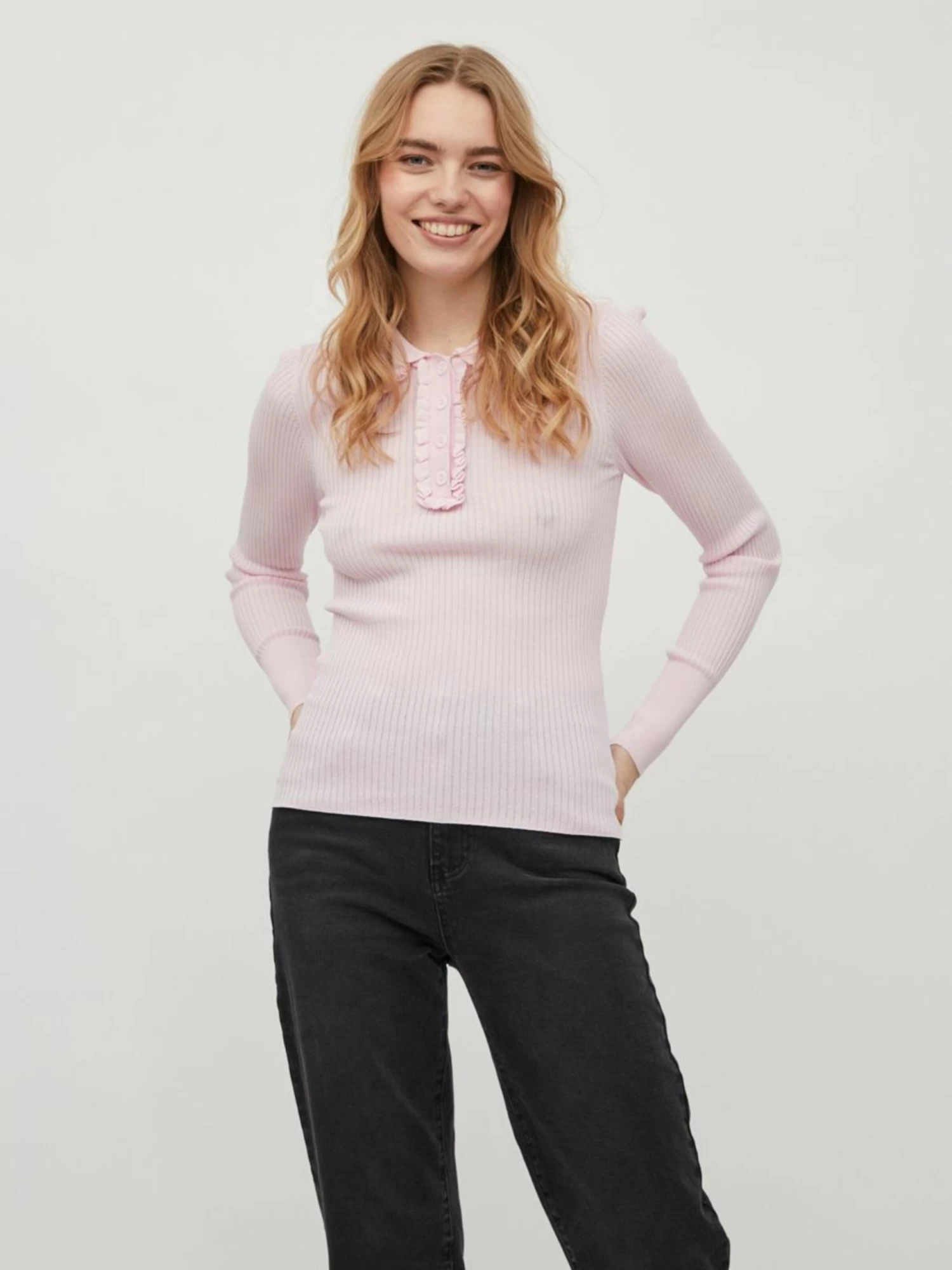 Vila Polos Shirt Dames Pastelroze 5 Vila Polos Shirt Dames Pastelroze - Afbeelding 3