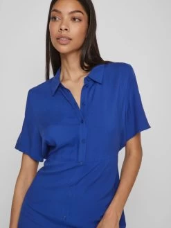 Vila Maxi Jurken Blousejurk Dames Blauw -Vila 535c4a3916146cfebd9afdd3fb269f96
