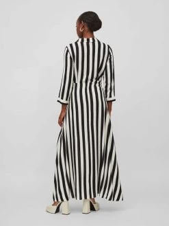 Vila Maxi Jurken Jurk Dames Zwart / Wit -Vila 5388356181db13a9e490489d9a263cdf