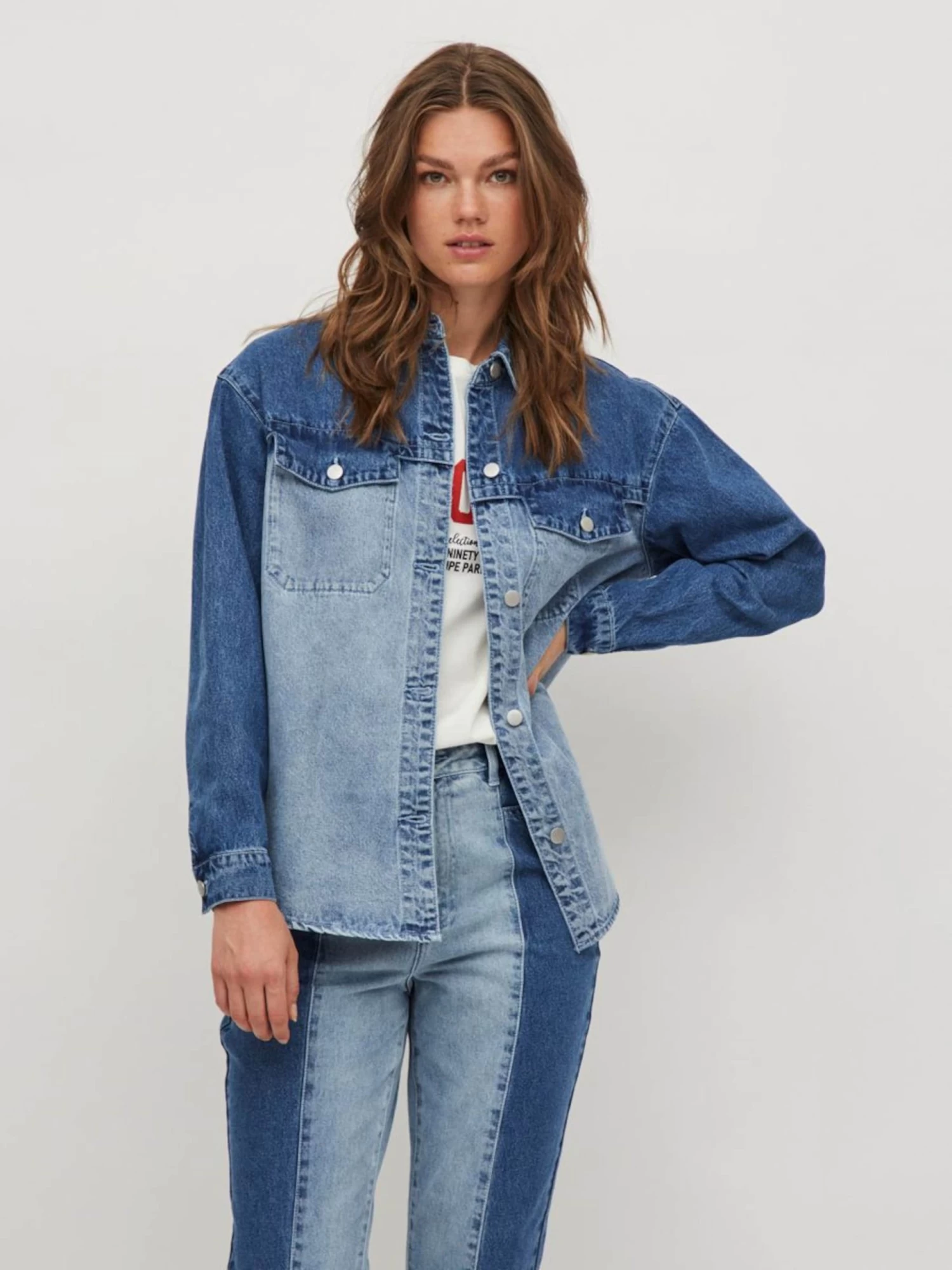 Vila Spijkerblouses Blouse Dames Blauw 5 Vila Spijkerblouses Blouse Dames Blauw - Afbeelding 3