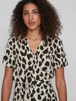 Vila Blousejurken Blousejurk Dames Beige / Zwart 13 Vila Blousejurken Blousejurk Dames Beige / Zwart -Vila 5597415fcb9011a8c3020ff548d10caa