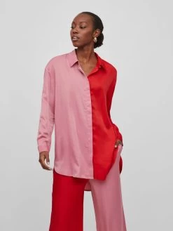 Vila Overhemden Blouse Dames Pink / Rood -Vila 55a2bb78e7cc4a4bd85b4071a5a00743