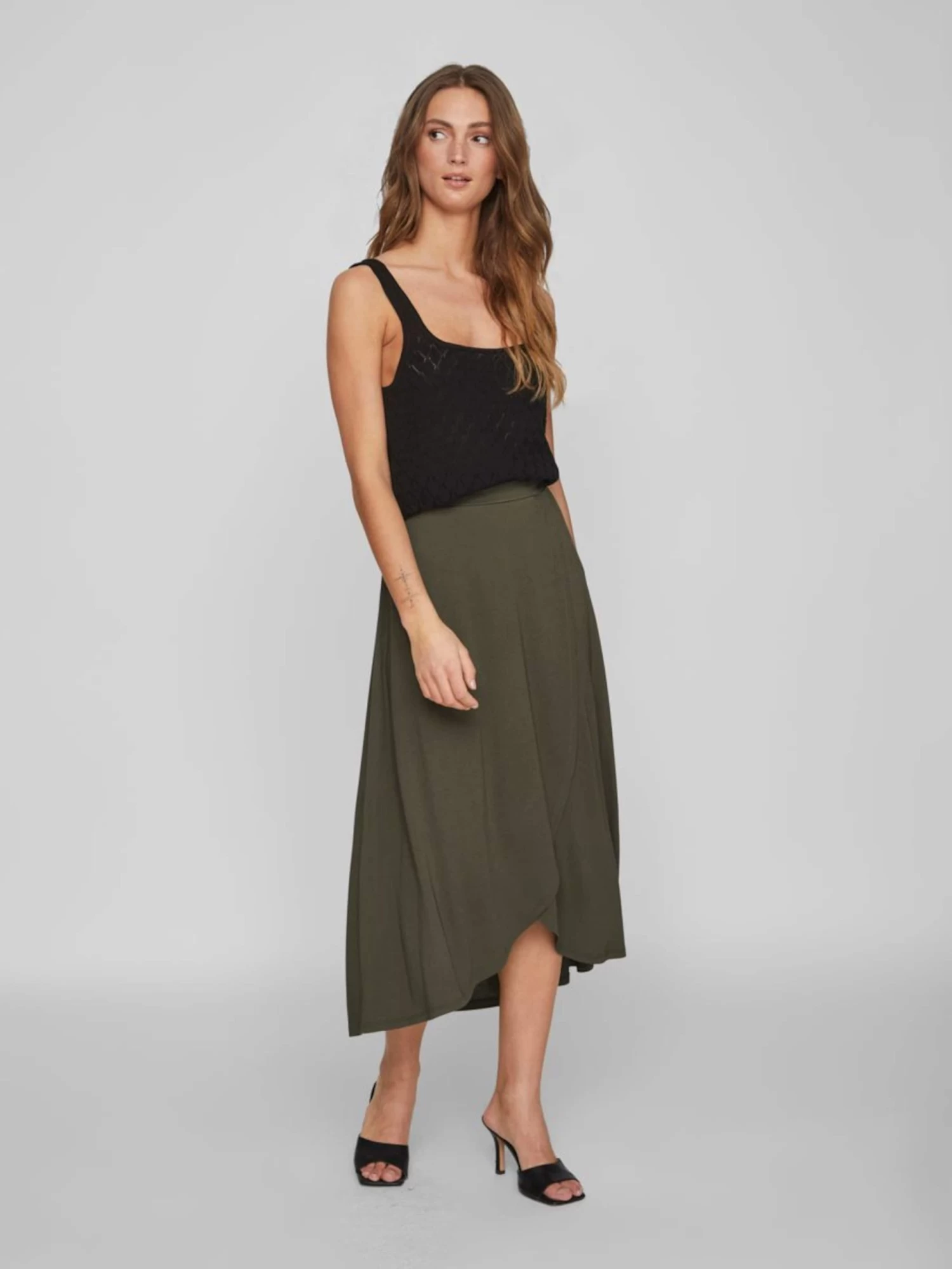 Vila Maxi Rokken Rok Dames Kaki 7 Vila Maxi Rokken Rok Dames Kaki - Afbeelding 5