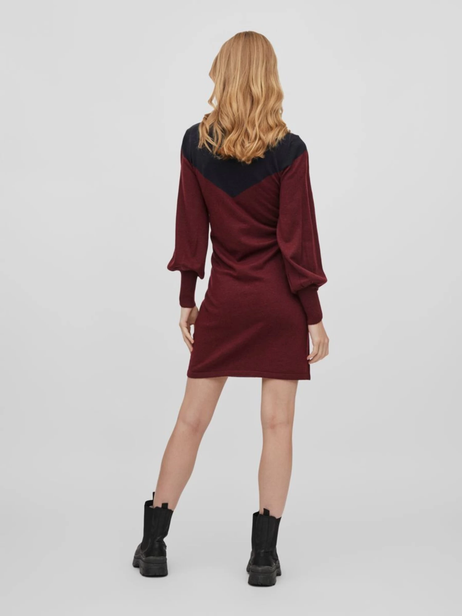 Vila Gebreide Jurken Gebreide Jurk Dames Wijnrood 6 Vila Gebreide Jurken Gebreide Jurk Dames Wijnrood - Afbeelding 4