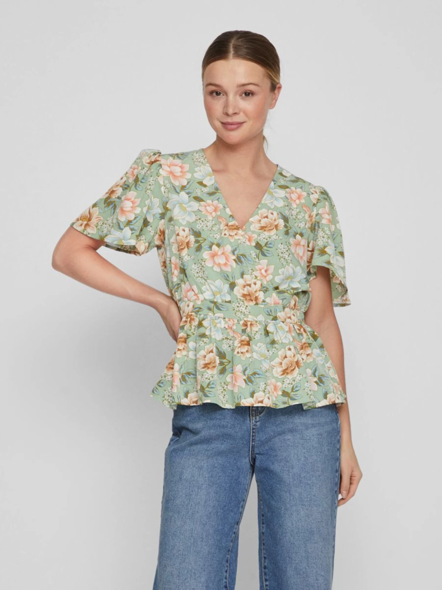 Vila Blouses Met Korte Mouw Blouse Dames Lichtgroen 5 Vila Blouses Met Korte Mouw Blouse Dames Lichtgroen - Afbeelding 3