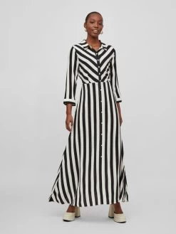 Vila Maxi Jurken Jurk Dames Zwart / Wit -Vila 59f672d399516a98f090a162fa6e3b87