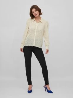 Vila Overhemden Blouse SIKKA Dames Beige -Vila 5a6657e12f162de258e5f050263c159f