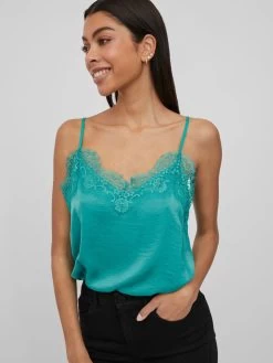 Vila Kanten Tops Top Dames Jade Groen -Vila 5c0be01641639c36a5ff87a6c5d44f74