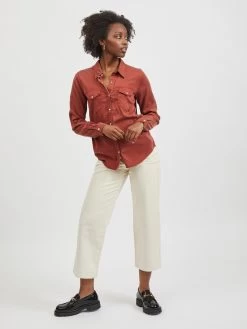 Vila Spijkerblouses Blouse Bista Dames Roestrood -Vila 5c1994e5c231bb434aa3f25e9b117599