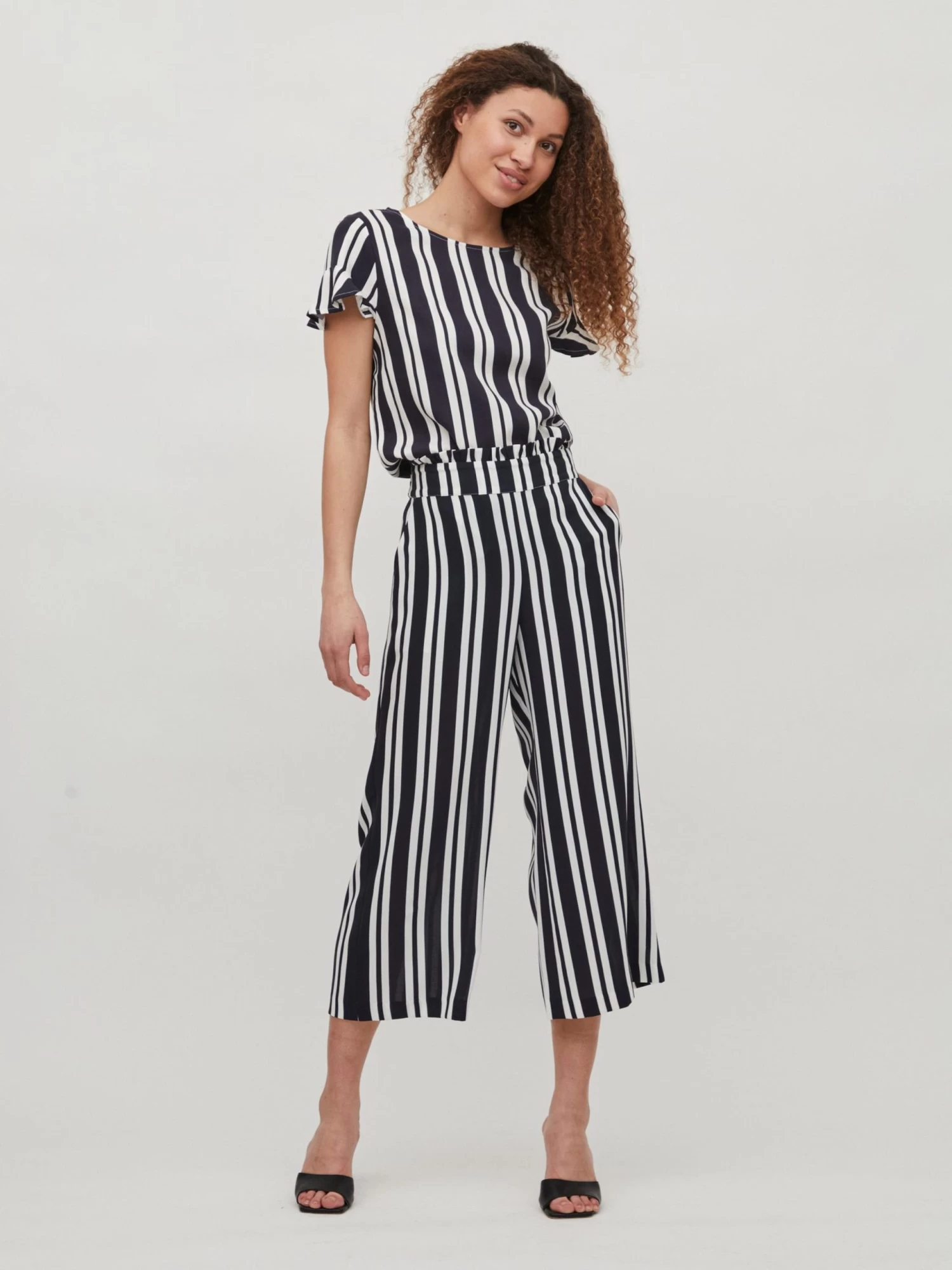 Vila Blouses Met Korte Mouw Blouse Billy Dames Donkerblauw / Wit 6 Vila Blouses Met Korte Mouw Blouse Billy Dames Donkerblauw / Wit - Afbeelding 4