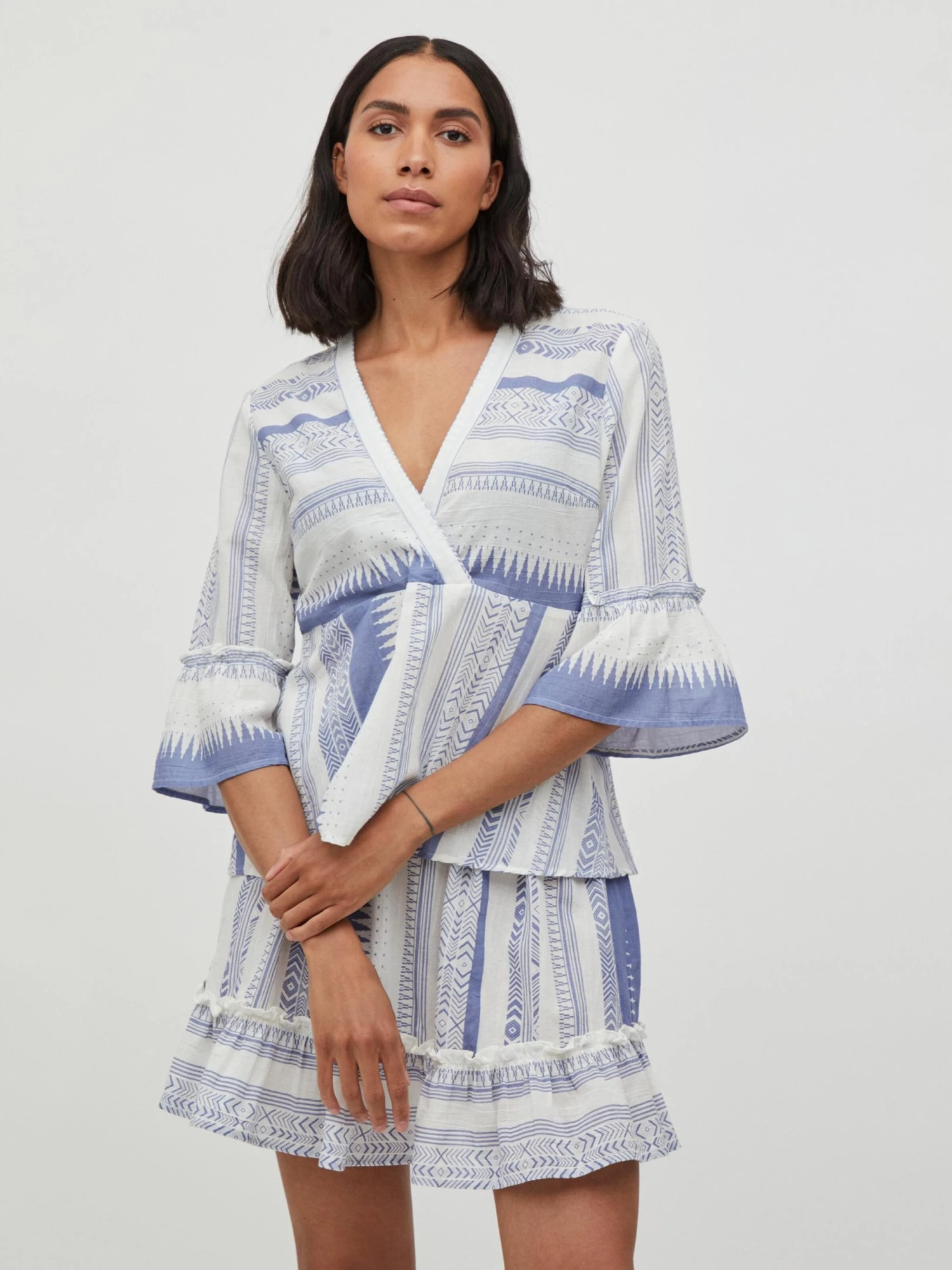 Vila Blouses Met Korte Mouw Blouse Dames Marine / Wit 5 Vila Blouses Met Korte Mouw Blouse Dames Marine / Wit - Afbeelding 3