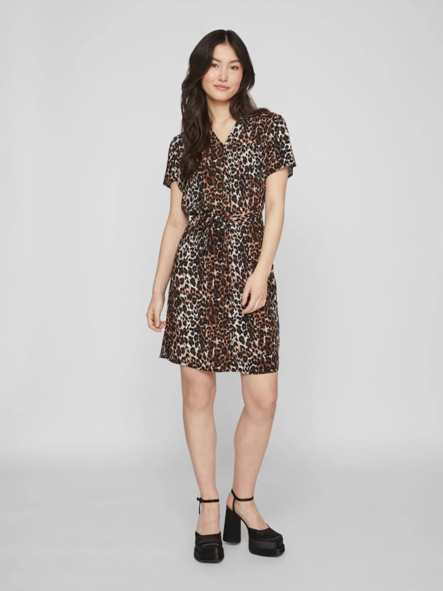 Vila Blousejurken Blousejurk Dames Bruin / Lichtbruin / Lichtgrijs 7 Vila Blousejurken Blousejurk Dames Bruin / Lichtbruin / Lichtgrijs - Afbeelding 5