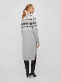 Vila Gebreide Jurken Gebreide Jurk Dames Grijs -Vila 6016e584766f59efdda791e678ea410e