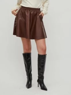 Vila Leren Rokken Rok Dagmar Dames Chocoladebruin -Vila 61c24b34dc4ad28818e2f7f31b036d3c
