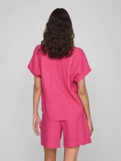 Vila Blouses Met Korte Mouw Blouse Lania Dames Pink -Vila 63355513947ac32bb338b7c2676980a4
