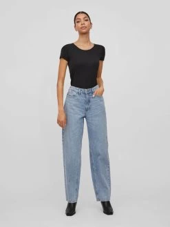 Vila Mom Jeans Loosefit Jeans Dames Blauw -Vila 64b082b4cc3ffd1199c66ed3cfee0593