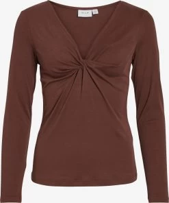 Vila Longsleeves Shirt Dames Chocoladebruin