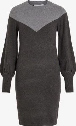 Vila Gebreide Jurken Gebreide Jurk Dames Antraciet / Lichtgrijs