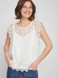 Vila Kanten Tops Top Dames Wit -Vila 6b02a7e14edab66d8507637d5e9e21ff