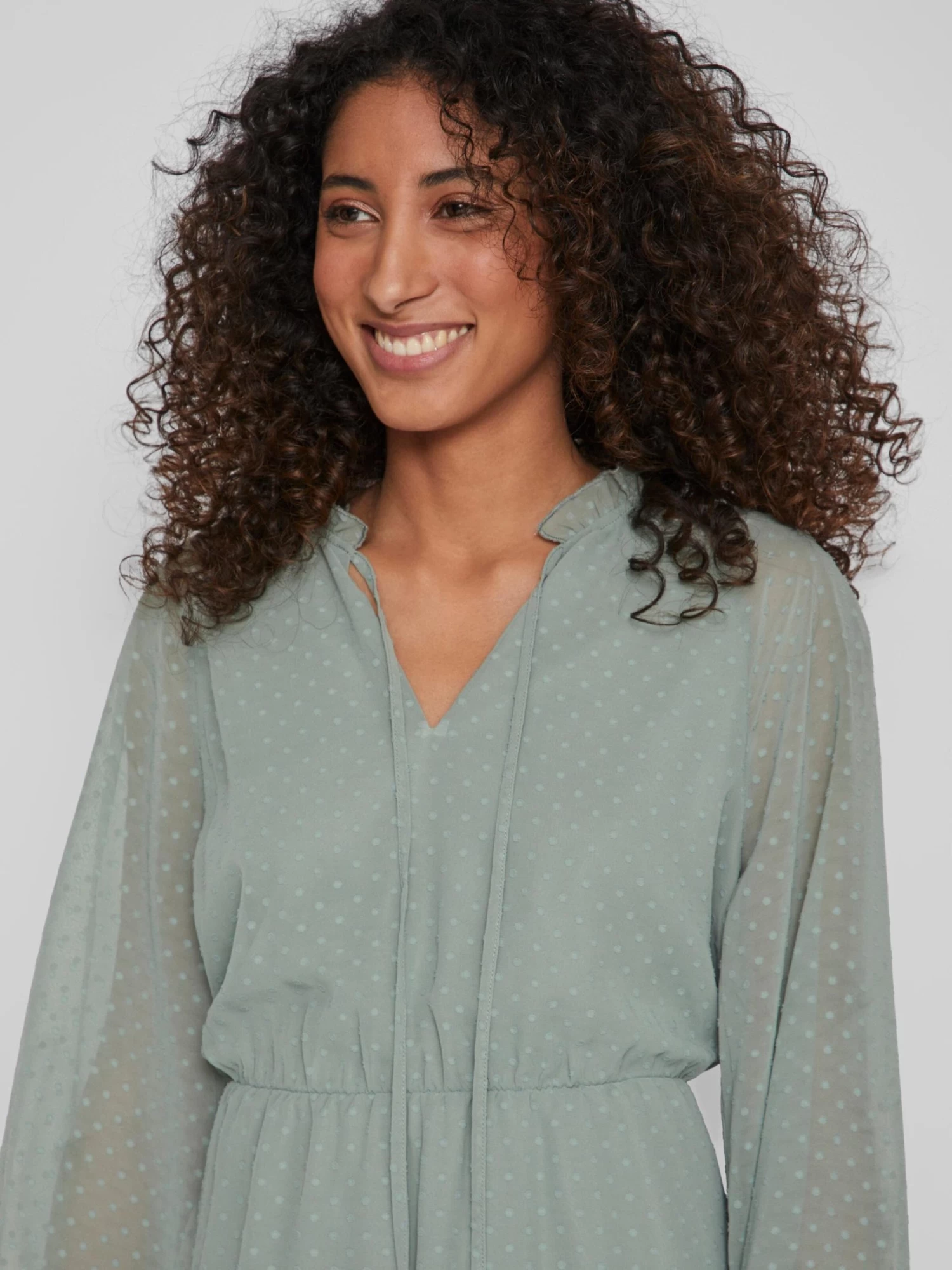 Vila Mini Jurken Jurk Dobby Dames Pastelgroen 8 Vila Mini Jurken Jurk Dobby Dames Pastelgroen - Afbeelding 6