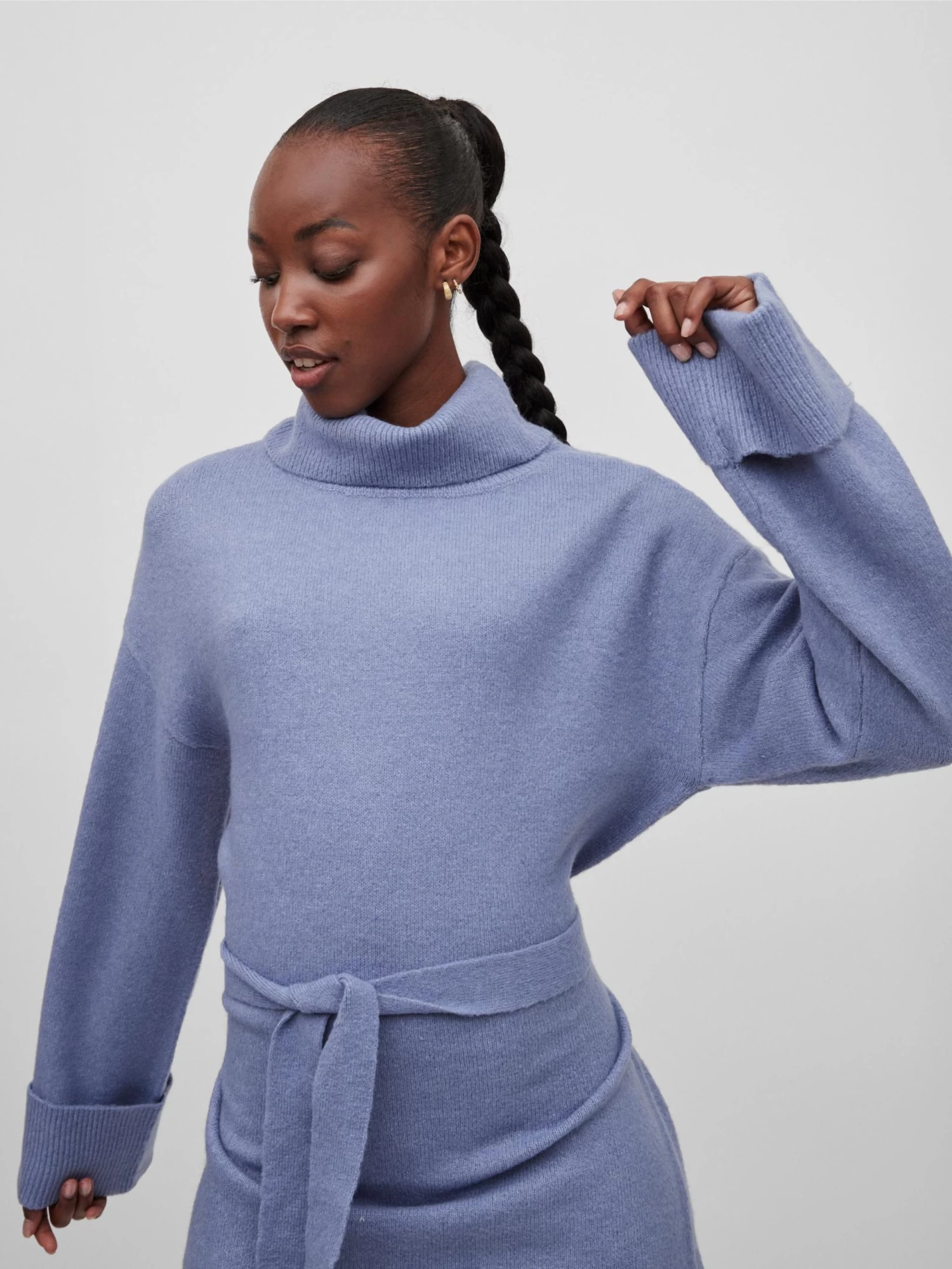 Vila Gebreide Jurken Gebreide Jurk Rolfie Dames Smoky Blue 8 Vila Gebreide Jurken Gebreide Jurk Rolfie Dames Smoky Blue - Afbeelding 6