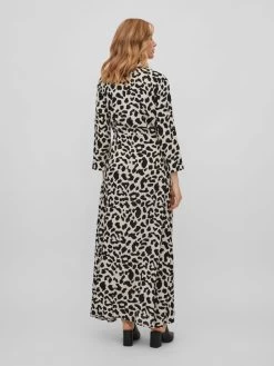 Vila Maxi Jurken Jurk Dames Beige / Zwart -Vila 710f9f235a717c13a7964a1e7a08ef68