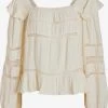 Vila Kanten Blouses Blouse Lucia Dames Lichtbeige