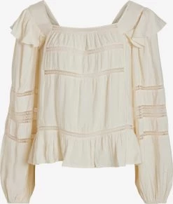 Vila Kanten Blouses Blouse Lucia Dames Lichtbeige