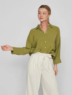 Vila Overhemden Blouse Dames Groen -Vila 742dbd0fe24fe138955be00dd9934701