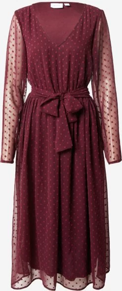 Vila Midi Jurken Jurk EDEE Dames Bordeaux