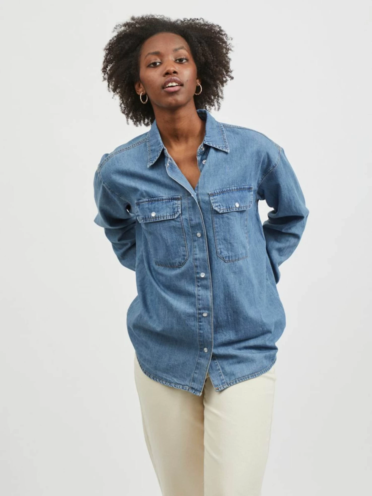 Vila Spijkerblouses Blouse Ninas Dames Blauw 10 Vila Spijkerblouses Blouse Ninas Dames Blauw - Afbeelding 8