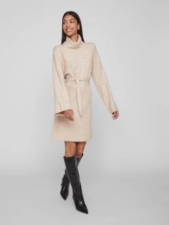 Vila Gebreide Jurken Gebreide Jurk Malina Dames Beige Gemêleerd -Vila 7791b9ba23899b8014f1e7a9b4986298