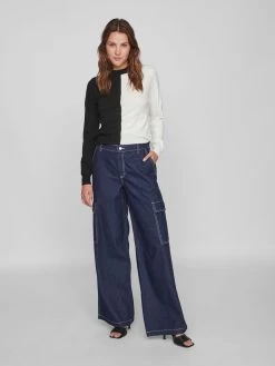 Vila Jeans Wide Leg Cargojeans KURILA Dames Donkerblauw -Vila 77ba73cd6c5484c3693b2bb869aa0c89