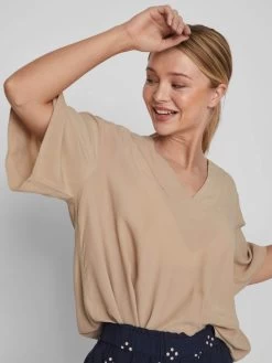 Vila T-shirts Shirt Dames Bruin -Vila 7892f264cb00342a0bf22478bbb42f62