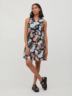 Vila Blousejurken Blousejurk Dames Navy / Lichtblauw -Vila 798d6468be8ba79831146d112021d998