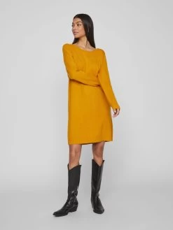 Vila Gebreide Jurken Gebreide Jurk Dames Oranje -Vila 79adbf366b0e4f17bc51c899b3d807d8