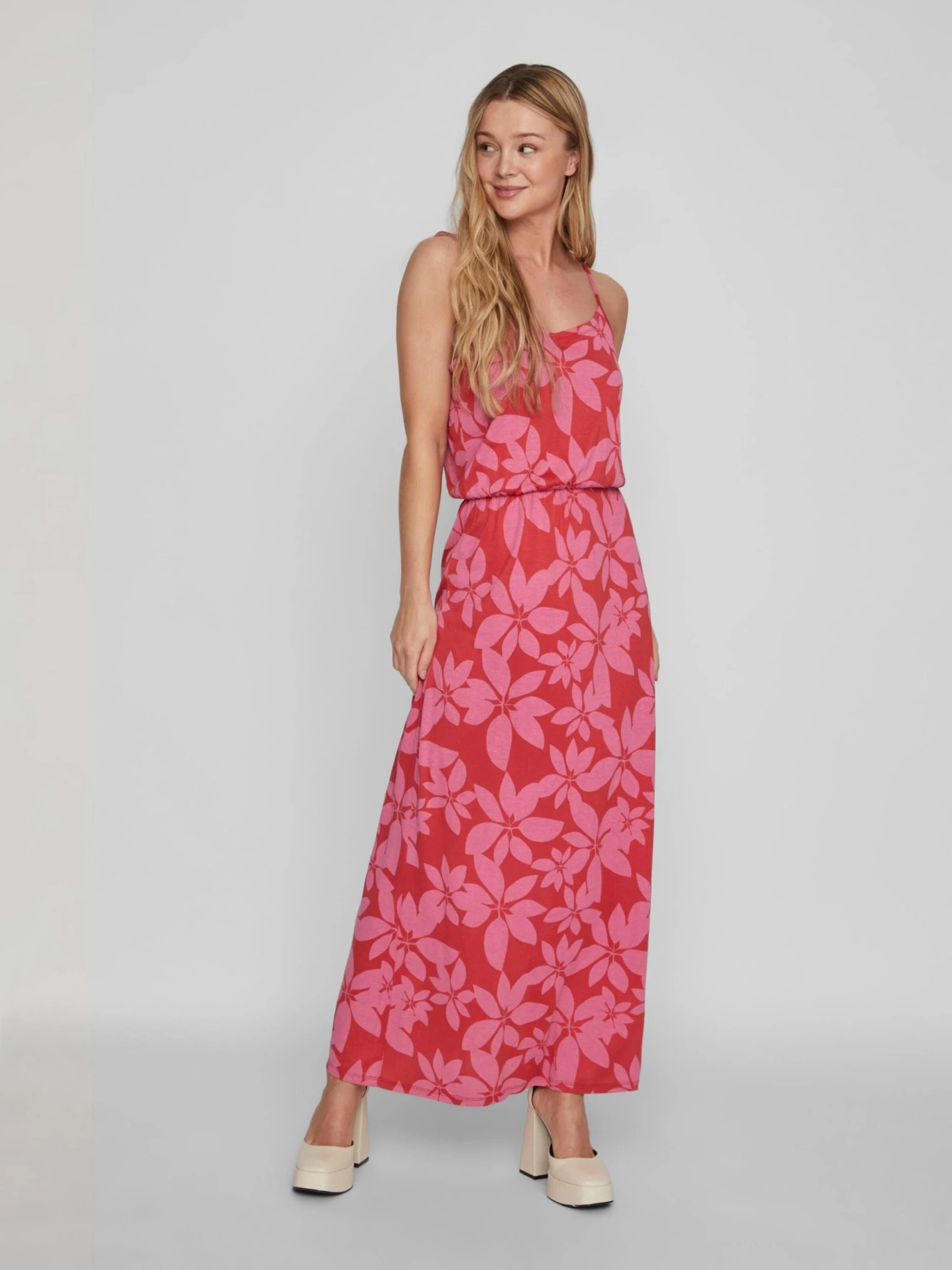 Vila Midi Jurken Jurk Kami Dames Rood 5 Vila Midi Jurken Jurk Kami Dames Rood - Afbeelding 3