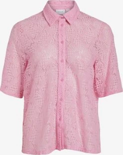 Vila Kanten Blouses Blouse Begena Dames Rosa
